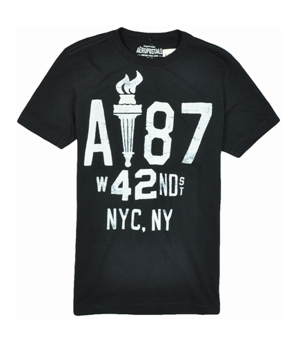 Aeropostale Mens A87 W. 42nd St Graphic T-Shirt black XS