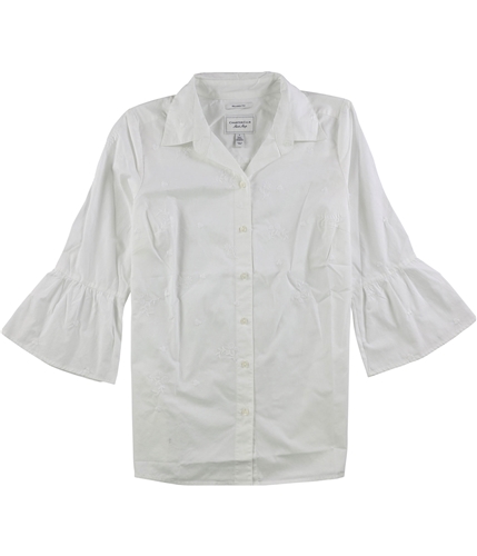 Charter Club Womens Embroidered Button Up Shirt brightwhite 4