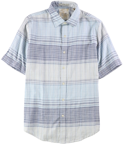 Tasso Elba Mens Cross-Dyed Plaid Button Up Shirt chalkyblue M