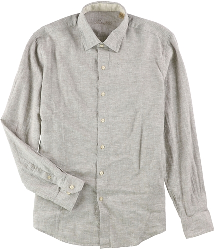 Tasso Elba Mens Linen Button Up Shirt greycombo M