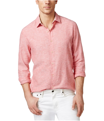 Tasso Elba Mens Linen Button Up Shirt mulberrycombo S