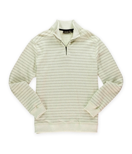 Tasso Elba Mens Striped 1/4 Zip Knit Sweater silverbirchhtr L