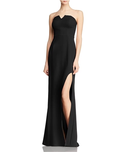 Aqua Womens Crepe Side Slit Gown Maxi Sheath Strapless Dress black 10