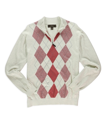 Tasso Elba Mens Argyle 1/4 Zip Pullover Sweater birchberry XL
