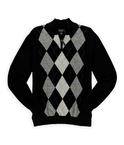 Tasso Elba Mens Fine Gauge Argyle Pullover Sweater deepblack L