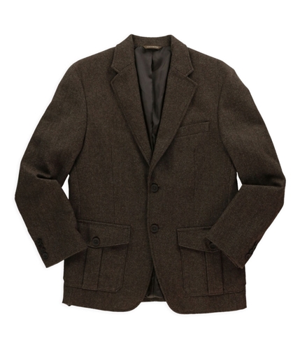 Tasso Elba Mens Textured Tweed Two Button Blazer Jacket brown S