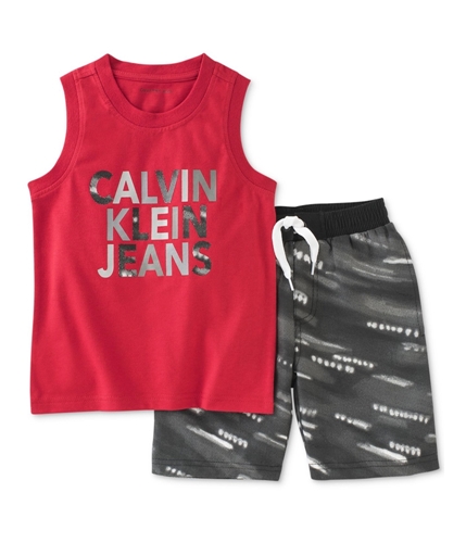 Calvin Klein Boys Muscle Shorts Tank Top redblack 3T