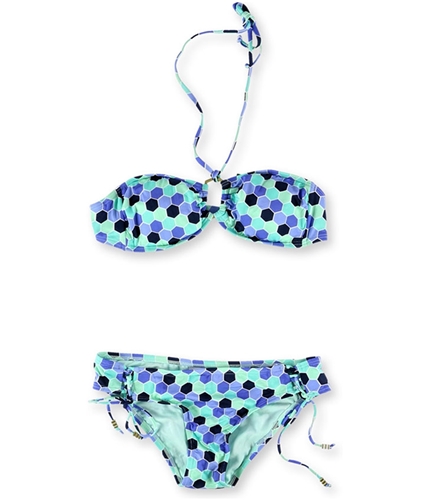 bar III Womens Hexagon Medallion Side Tie 2 Piece Bikini aquatint S