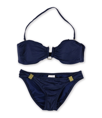 bar III Womens U-Wire Ruched 2 Piece Bandeau dknavy S