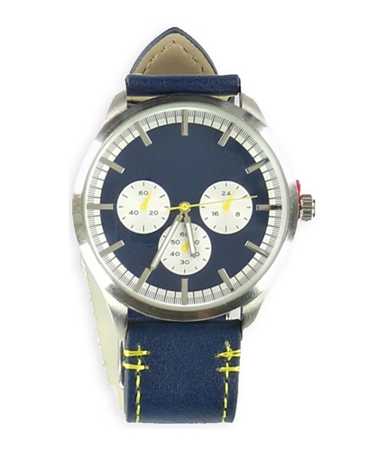 Aeropostale Mens Faux Leather Round Casual Watch navy