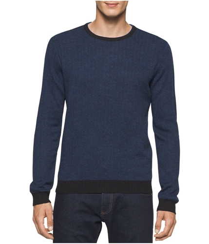 Calvin Klein Mens Merino Herringbone Knit Sweater brscapitticomb S