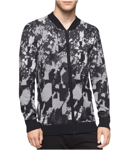 Calvin Klein Mens Abstract Print Knit Sweater blackcombo S