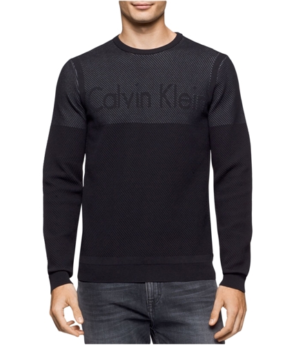 Calvin Klein Mens Plaited Knit Sweater blackcombo M