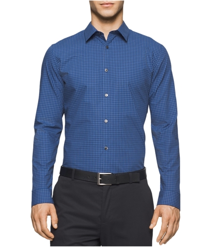 Calvin Klein Mens Non Iron Button Up Shirt bluerush M