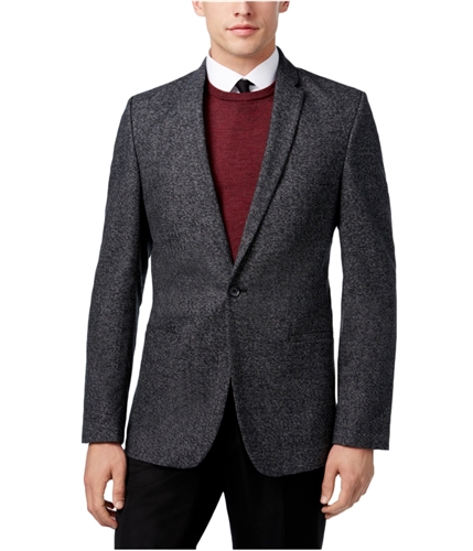 Calvin Klein Mens Classic-Fit Tweed One Button Blazer Jacket charcoal M