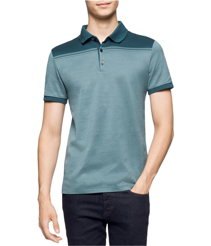 Calvin Klein Mens Colorblocked Rugby Polo Shirt bluegrass XL