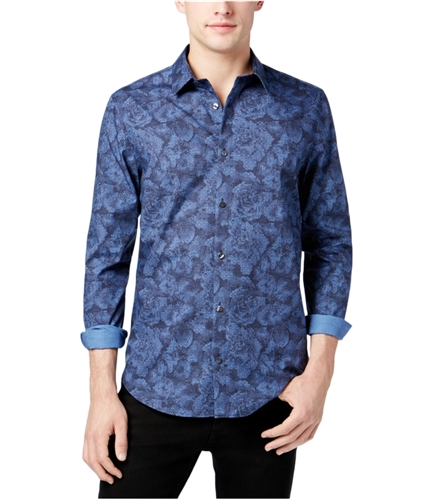 Calvin Klein Mens Pixel Floral Button Up Shirt openwater M