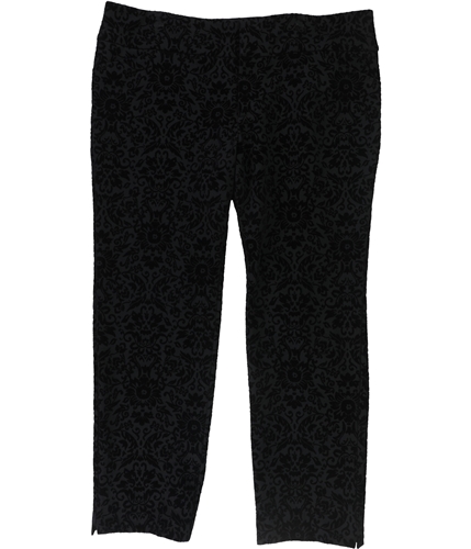 Charter Club Womens Flocked point Casual Trouser Pants black 18W/28