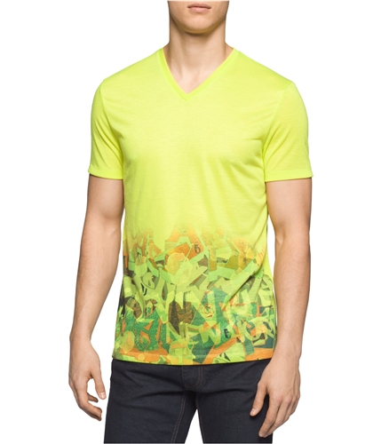 Calvin Klein Mens V-Neck Graphic T-Shirt darkgreen 2XL