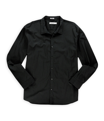 Calvin Klein Mens Striped Button Up Dress Shirt black 2XL