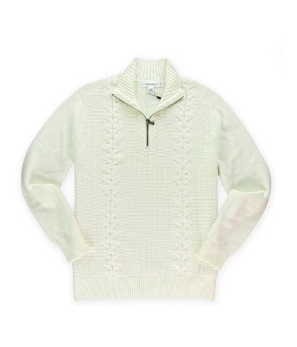 Calvin Klein Mens Quarter Zip Knit Sweater snowwhite L