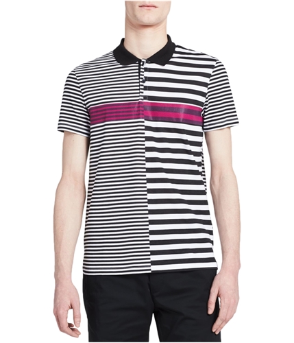Calvin Klein Mens Contrast Stripe Rugby Polo Shirt blackcombo XS