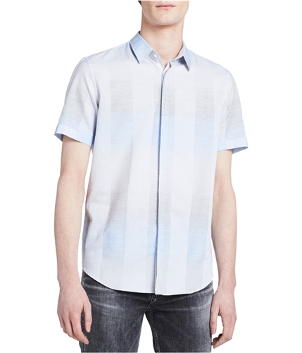 Calvin Klein Mens Covered-Placket Button Up Shirt aquaair S