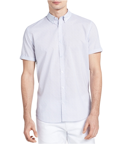 Calvin Klein Mens Pinwheel Button Up Shirt white M