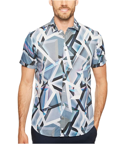 Calvin Klein Mens Abstract Button Up Shirt jacaranda XS