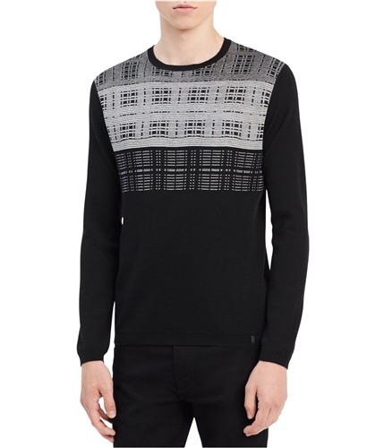 Calvin Klein Mens Grid Pullover Sweater blackcombo S