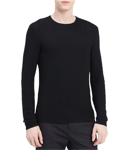 Calvin Klein Mens Basketweave Merino Pullover Sweater dustyblack S