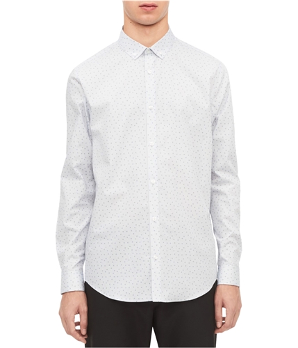 Calvin Klein Mens Non Iron Triangle Button Up Shirt riviera M
