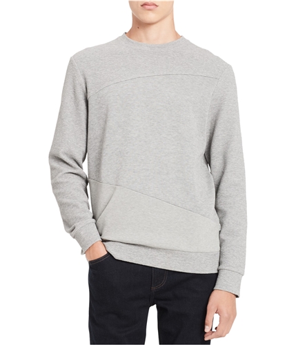 Calvin Klein Mens Pieced Textured Sweatshirt micgryhthr S