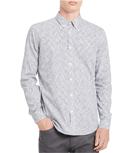 Calvin Klein Mens Dobby Button Up Shirt white XS
