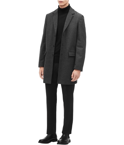 Calvin Klein Mens Herringbone Overcoat Dress gray L