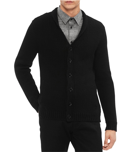 Calvin Klein Mens Super Chunky Cardigan Sweater 010 M