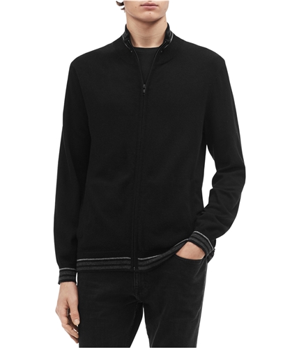 Calvin Klein Mens Tipped Cardigan Sweater blackcombo S