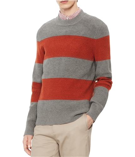 Calvin Klein Mens Mock Neck Striped Pullover Sweater 081 XS
