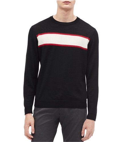Calvin Klein Mens Chest Stripe Pullover Sweater black XL