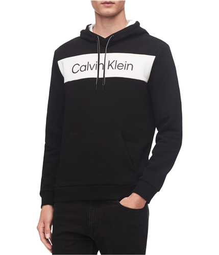 Calvin Klein Mens Block Logo Hoodie Sweatshirt black XL
