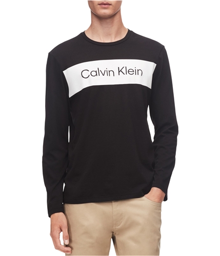Calvin Klein Mens Color Block Logo Graphic T-Shirt black S