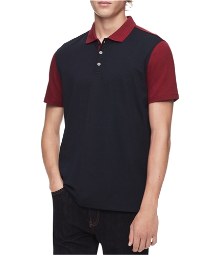 Calvin Klein Mens Color Block Rugby Polo Shirt darkblue XS