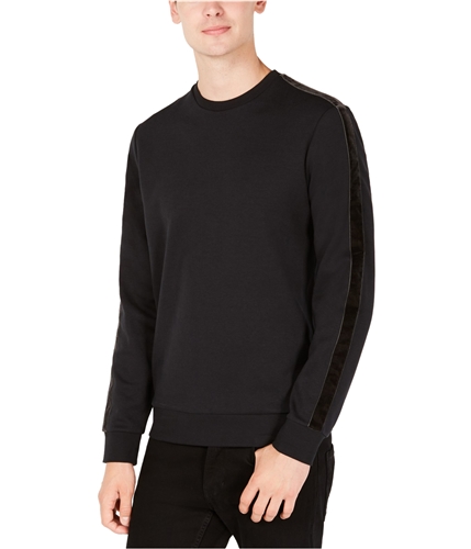 Calvin Klein Mens Velvet Stripe Sleeve Pullover Sweater black S