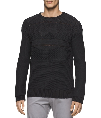 Calvin Klein Mens Multi-Textured Pullover Sweater black M