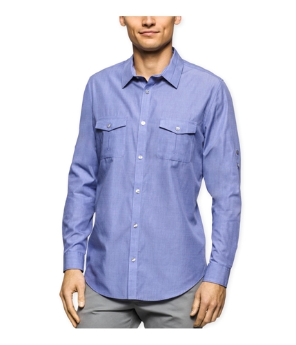 Calvin Klein Mens Rolling Button Up Shirt deepperiwinkle S