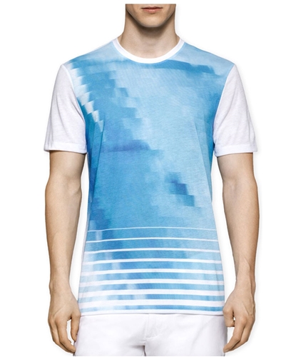 Calvin Klein Mens Colorblock Jacquard Graphic T-Shirt white S