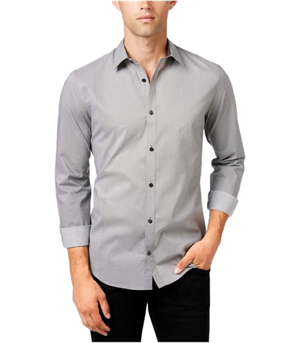 Calvin Klein Mens Geometric Button Up Shirt black M