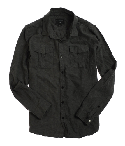 O'Neill Mens Akron Herringbone Flannel Button Up Shirt black L
