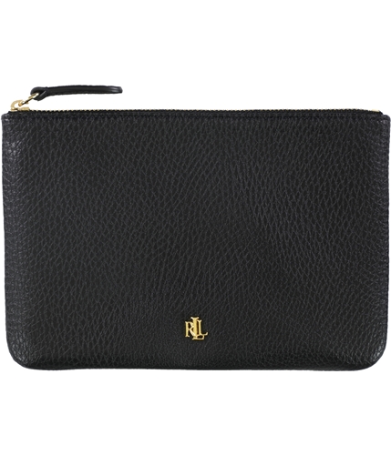 Ralph Lauren Womens Faux Leather Coin Card Case Wallet black Small