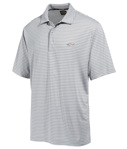 Greg Norman Mens 5-Iron Striped Rugby Polo Shirt lightgrey S